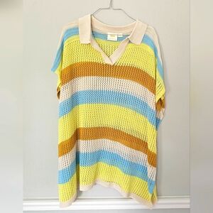 Anthropologie Stripe Crochet Kafta beach top - one size